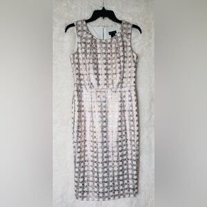 Kate & Lily Sleeveless Metallic Rose Silver Gold Plaid Sheath Dress Size 6